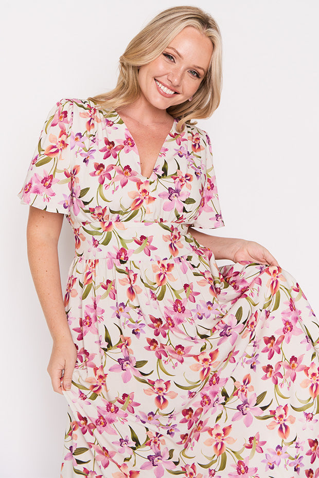 Eloise Soft Orchids Dress – Soft Orchids midi dress
