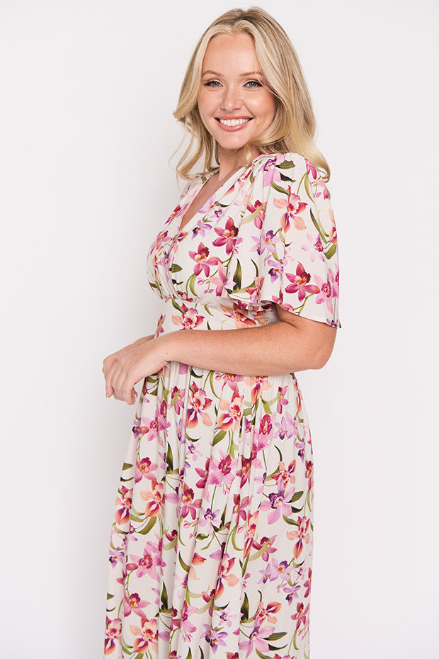 Eloise Soft Orchids Dress – Soft Orchids midi dress