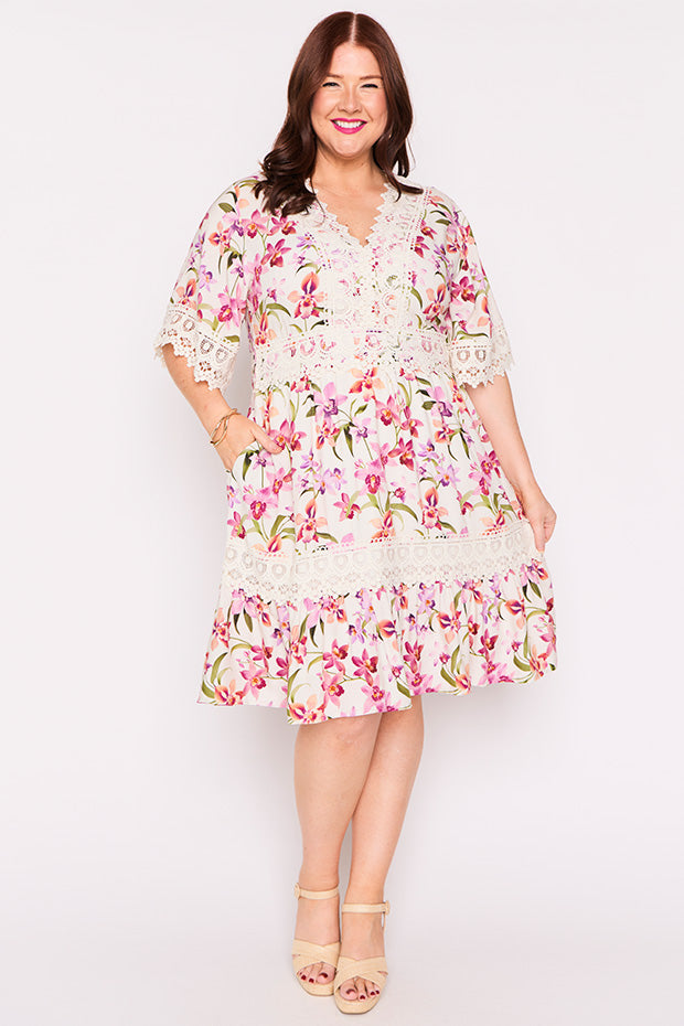 Niki Soft Orchids Dress – Soft Orchids knee length dress
