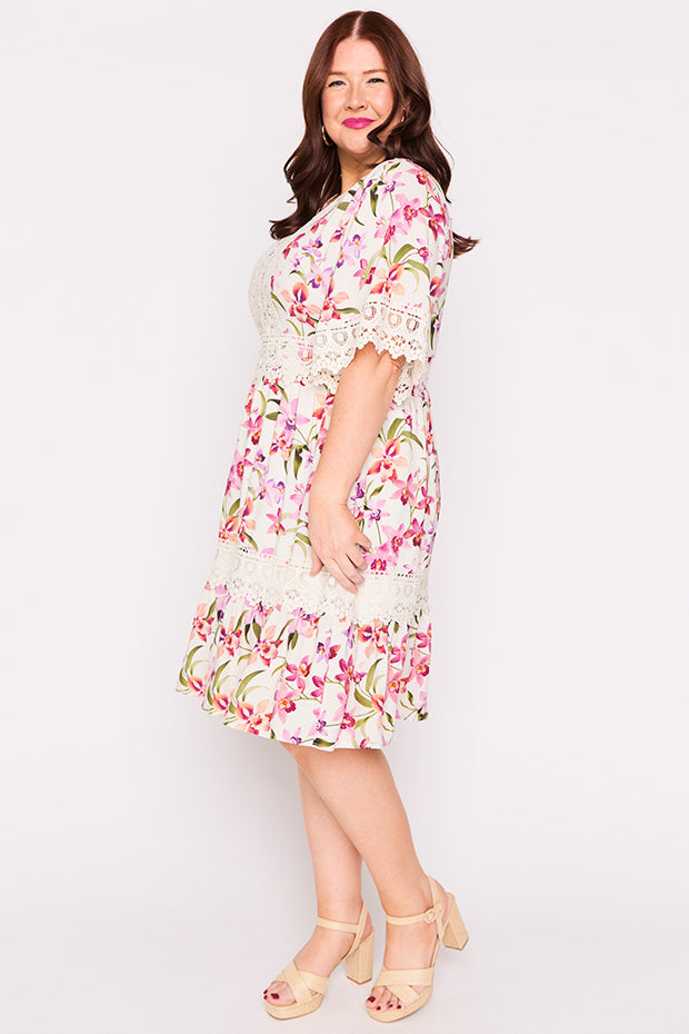 Niki Soft Orchids Dress – Soft Orchids knee length dress