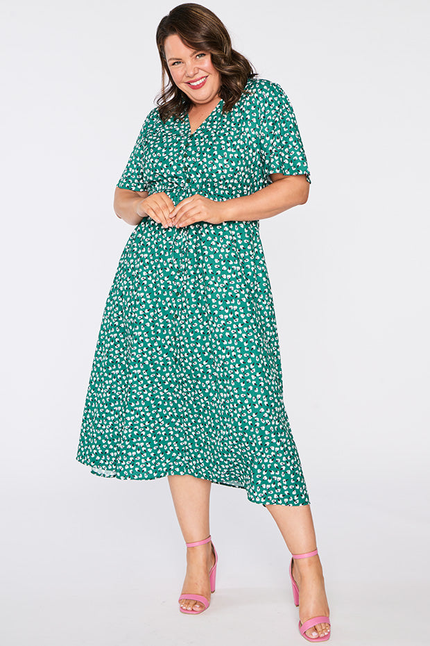 Marley Green Floral Dress – Green Floral midi dress