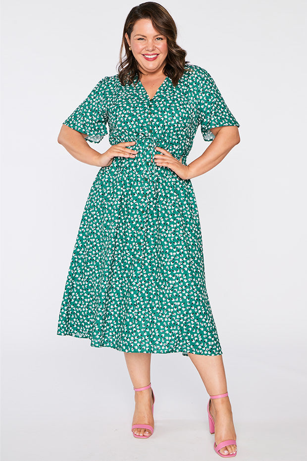 Marley Green Floral Dress – Green Floral midi dress