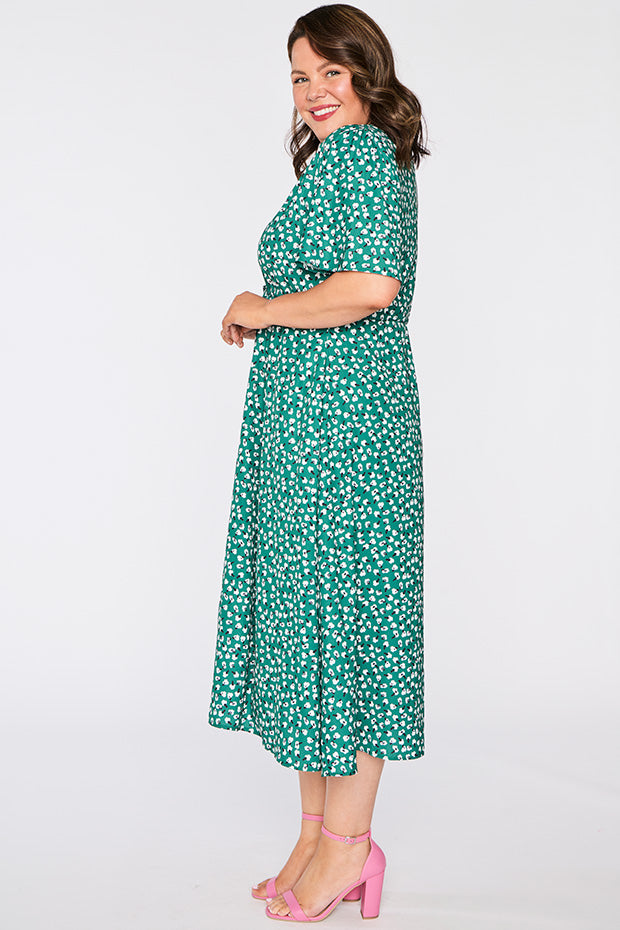 Marley Green Floral Dress – Green Floral midi dress