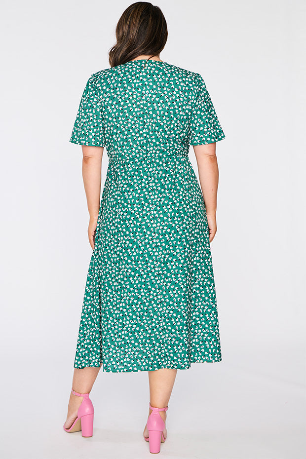 Marley Green Floral Dress – Green Floral midi dress