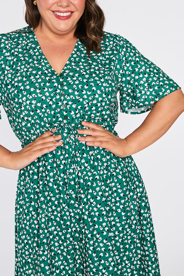 Marley Green Floral Dress – Green Floral midi dress