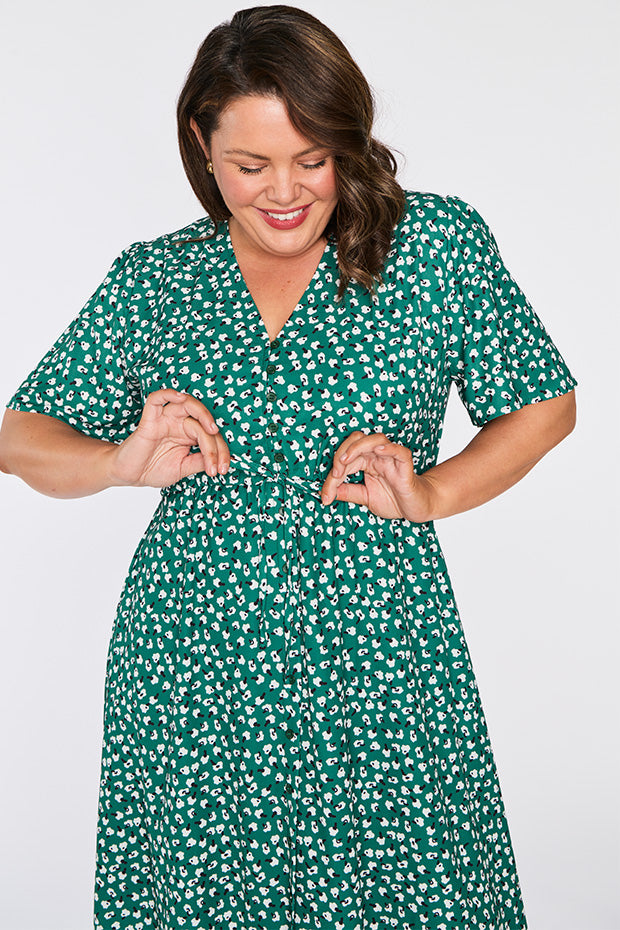 Marley Green Floral Dress – Green Floral midi dress