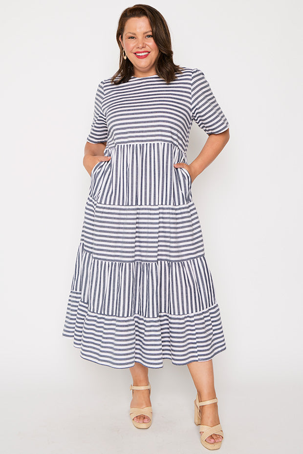 Alani Navy Stripe Dress – Navy Stripe maxi dress