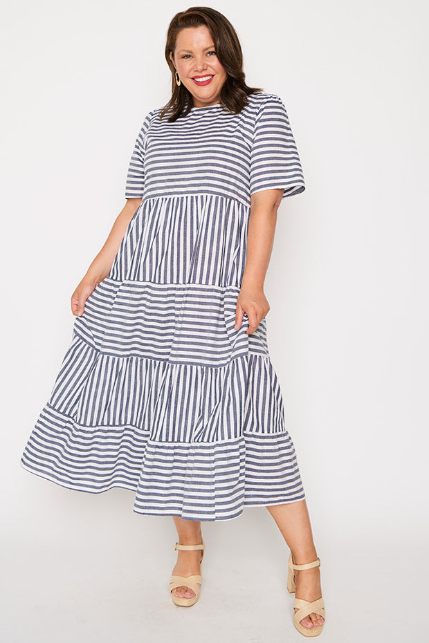 Alani Navy Stripe Dress – Navy Stripe maxi dress
