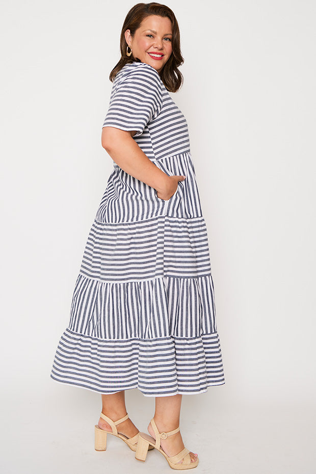 Alani Navy Stripe Dress – Navy Stripe maxi dress