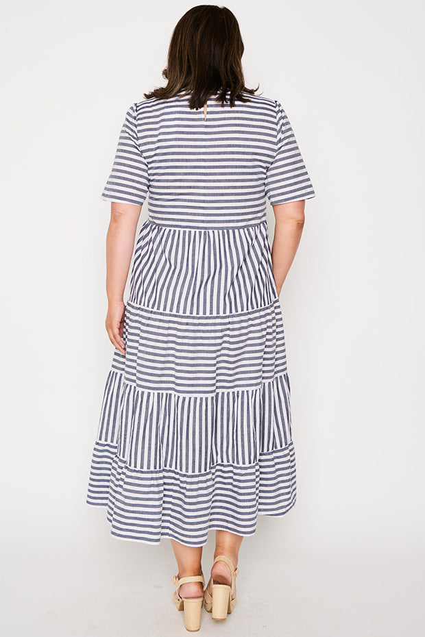 Alani Navy Stripe Dress – Navy Stripe maxi dress