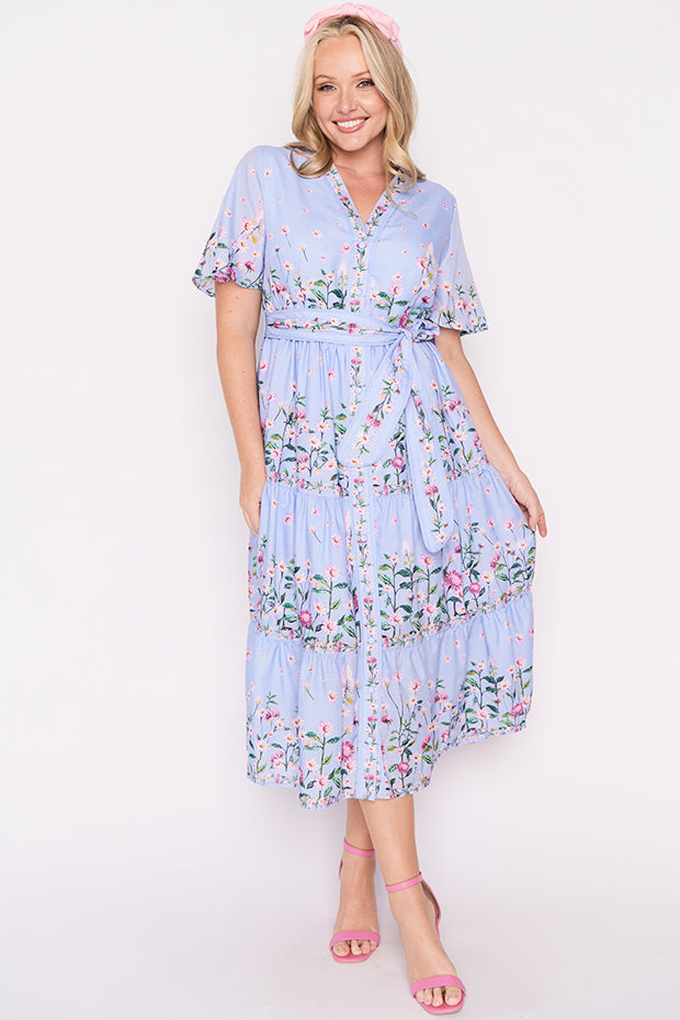 Amira Sky Dancing Clover Dress – Sky Dancing Clover midi dress