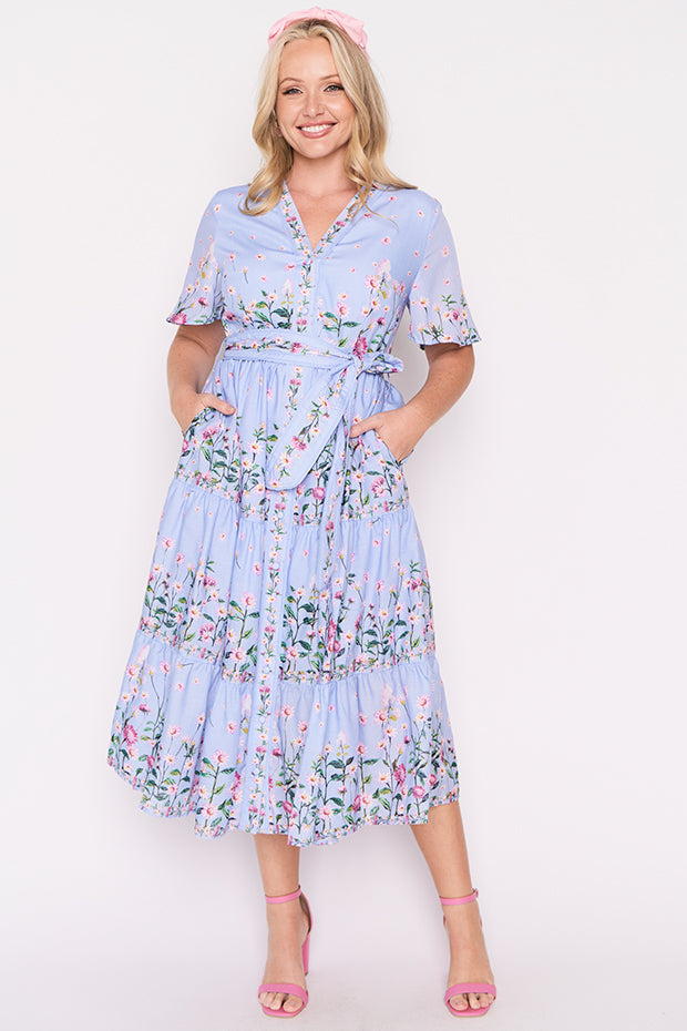 Amira Sky Dancing Clover Dress – Sky Dancing Clover midi dress