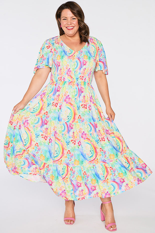 Lynette Rainbow Garden Dress – Rainbow Garden maxi dress