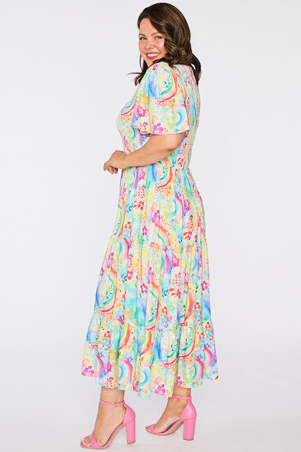Lynette Rainbow Garden Dress – Rainbow Garden maxi dress