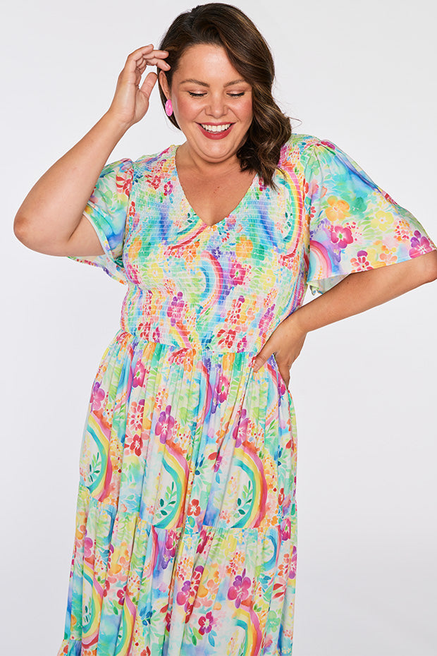 Lynette Rainbow Garden Dress – Rainbow Garden maxi dress