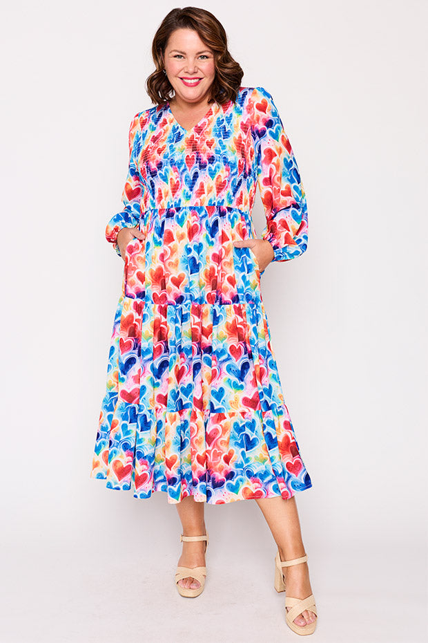 Stevie Bright Hearts Dress – Bright Hearts midi dress