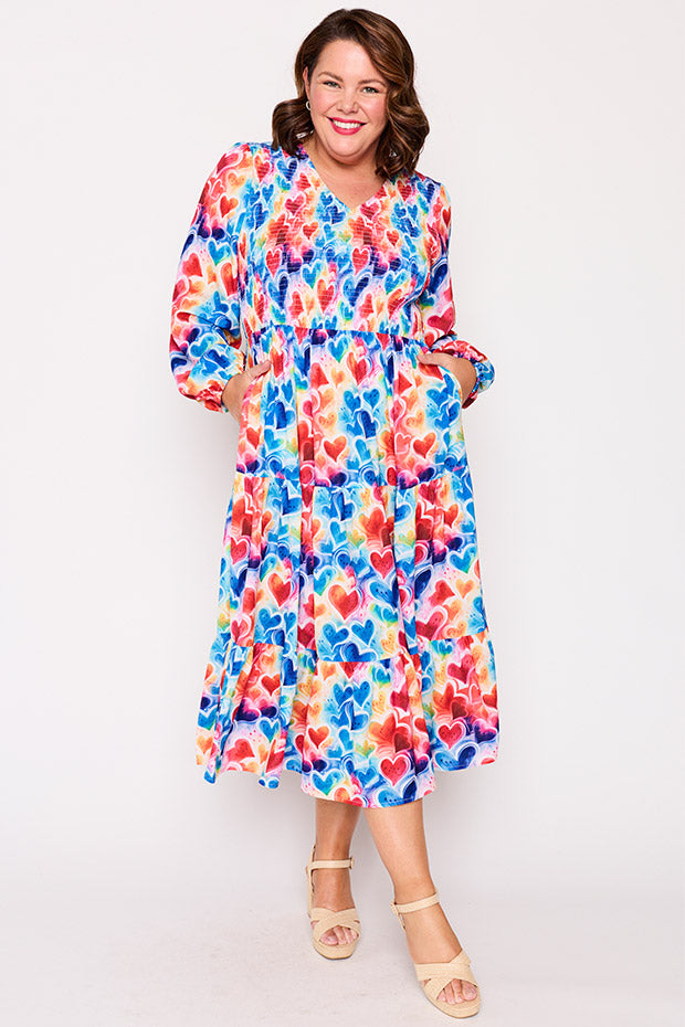 Stevie Bright Hearts Dress – Bright Hearts midi dress