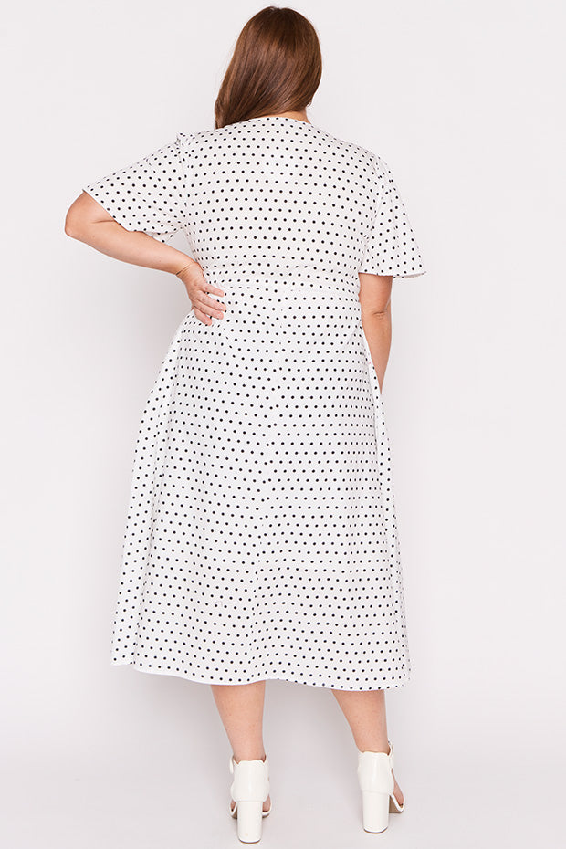 Marley Cotton White Spot Dress – White Spot midi dress