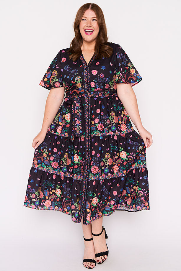 Amira Black Magic Garden Dress – Black Magic Garden midi dress
