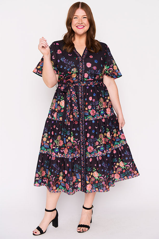 Amira Black Magic Garden Dress – Black Magic Garden midi dress