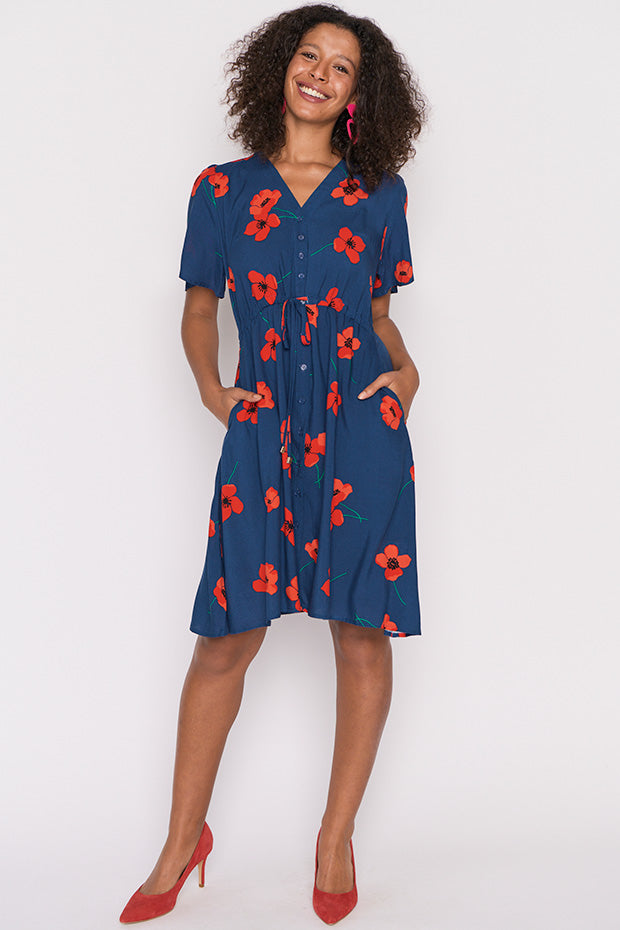 Jaz Red Poppy Fields Dress – Red Poppy Fields knee length dress