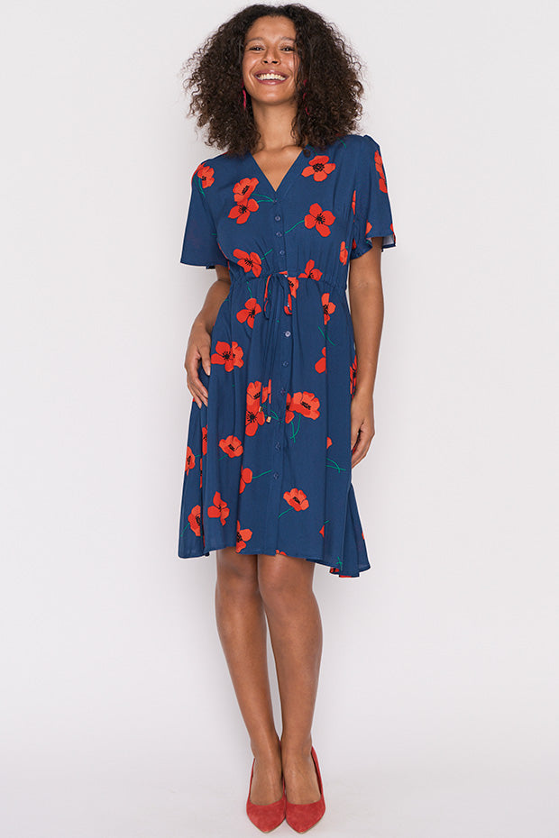 Jaz Red Poppy Fields Dress – Red Poppy Fields knee length dress
