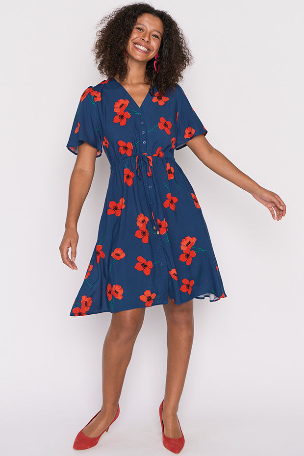 Jaz Red Poppy Fields Dress – Red Poppy Fields knee length dress