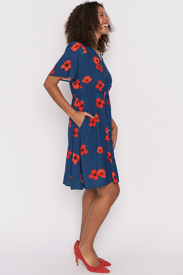Jaz Red Poppy Fields Dress – Red Poppy Fields knee length dress