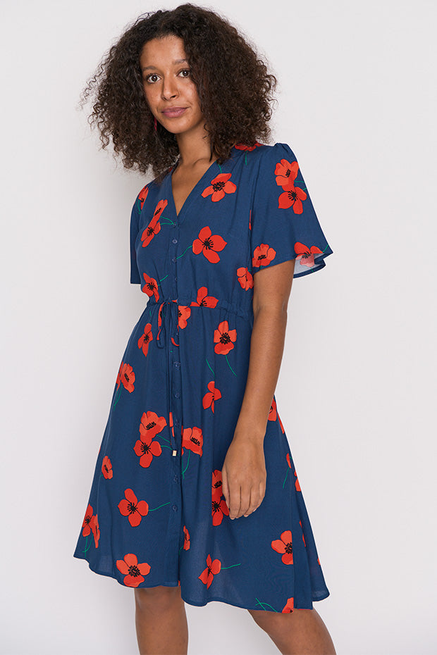 Jaz Red Poppy Fields Dress – Red Poppy Fields knee length dress