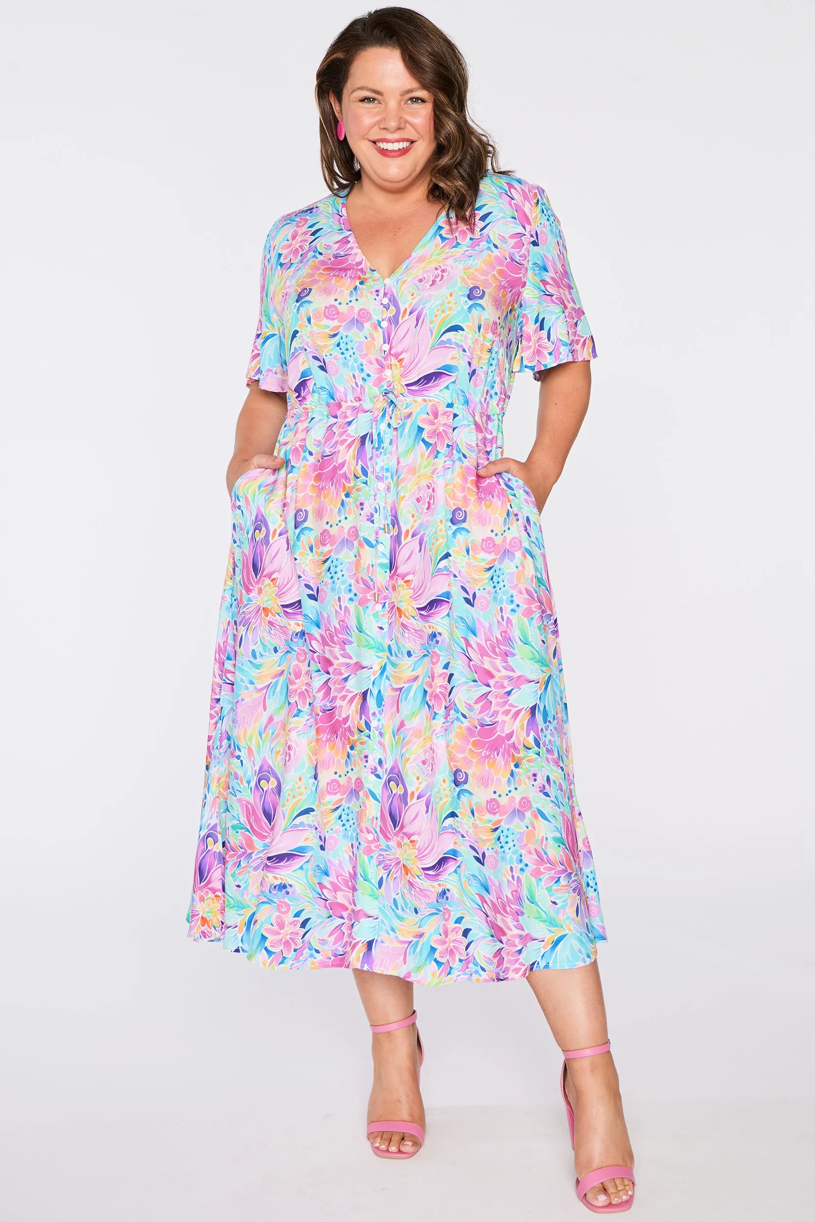 Michelle Rainbow Bloom Dress – Rainbow Bloom midi dress