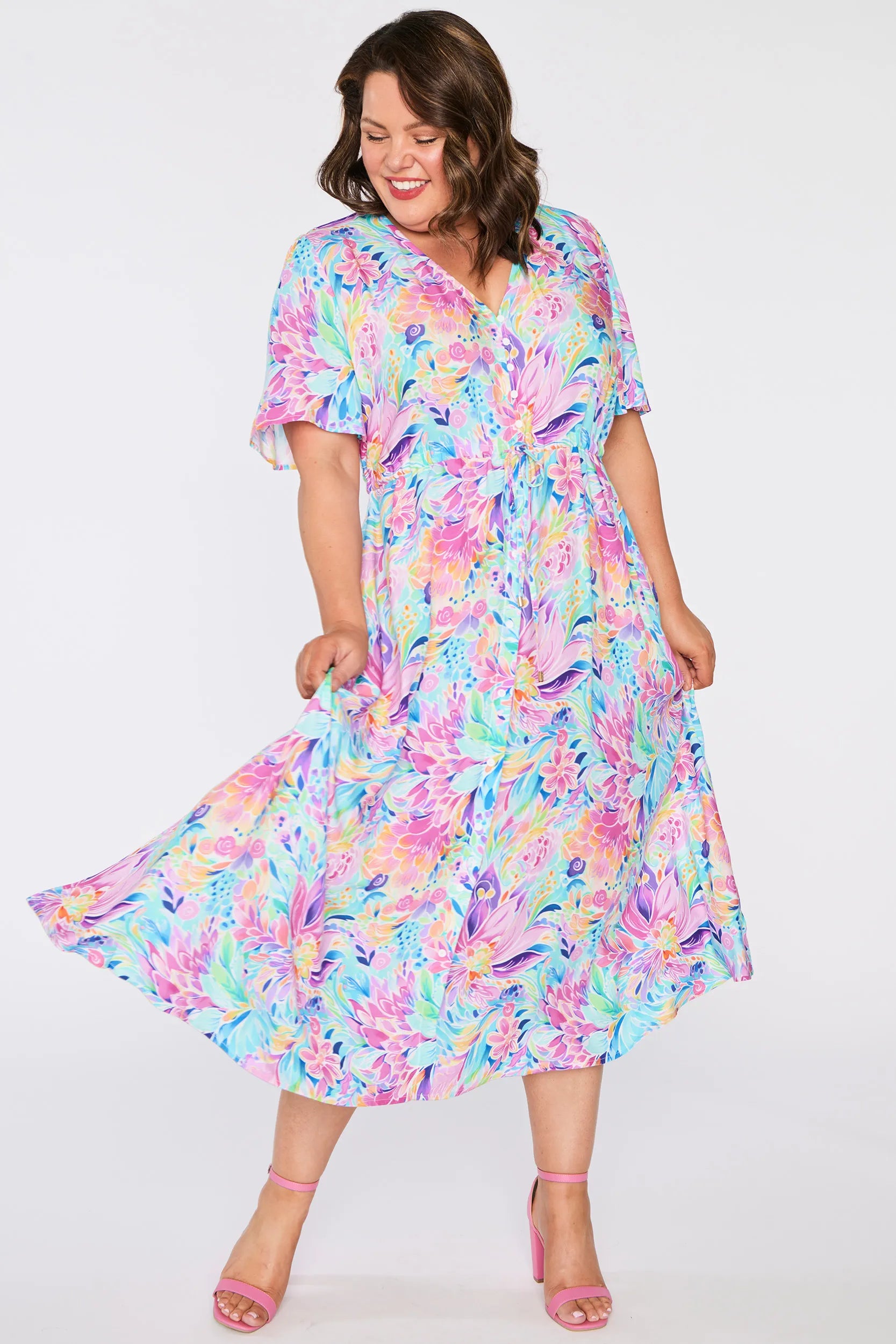 Michelle Rainbow Bloom Dress – Rainbow Bloom midi dress