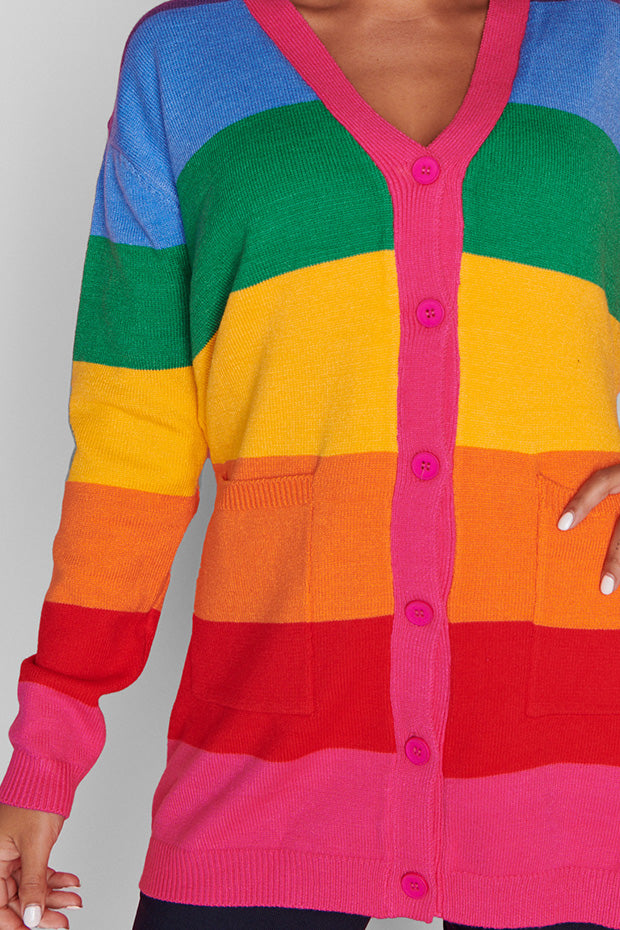 Vivid Rainbow Stripe Cardigan – Rainbow Stripe cardigan