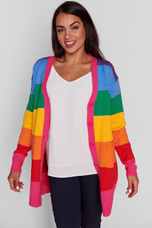 Vivid Rainbow Stripe Cardigan – Rainbow Stripe cardigan