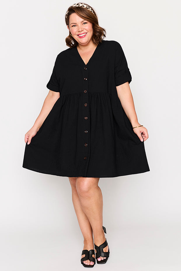 Adina Black Dress – Black knee length dress