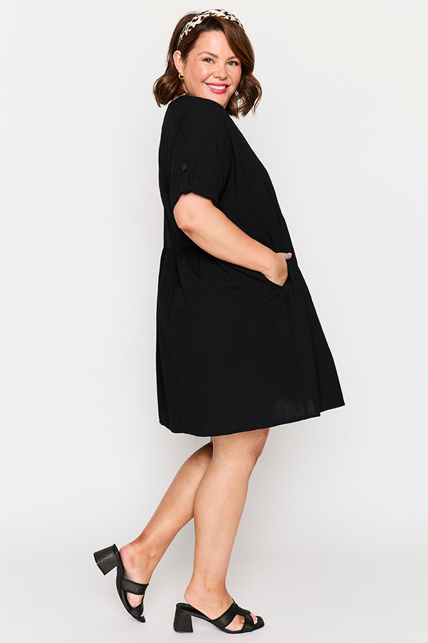 Adina Black Dress – Black knee length dress