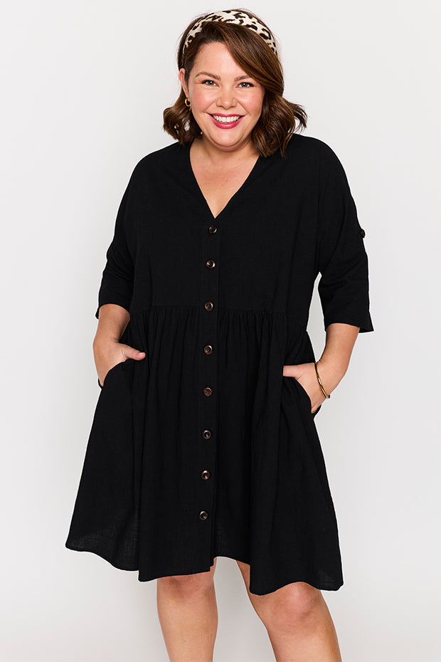 Adina Black Dress – Black knee length dress
