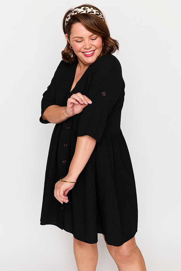 Adina Black Dress – Black knee length dress