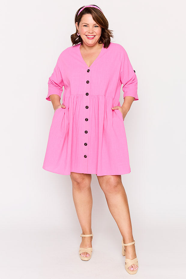 Adina Pink Dress – Pink knee length dress
