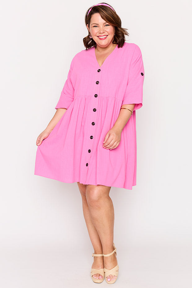 Adina Pink Dress – Pink knee length dress