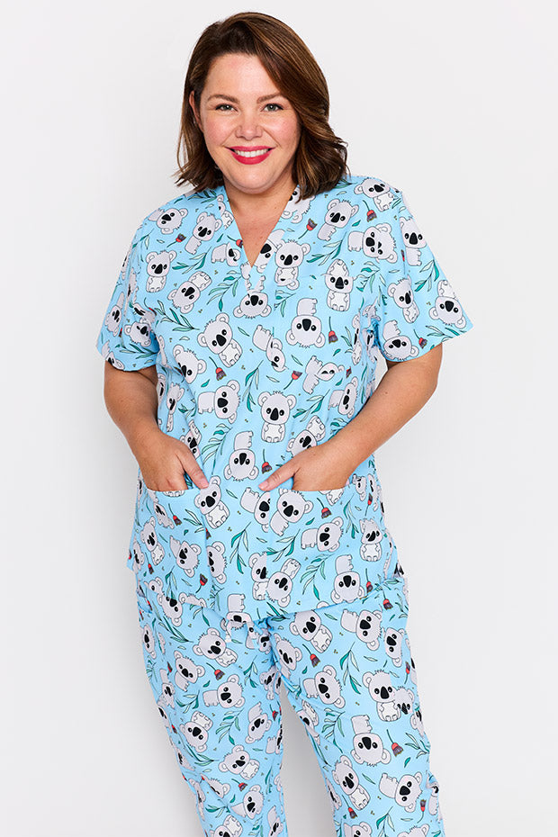 Meredith Blue Koalas Scrub Top – Blue Koalas top