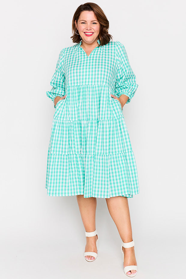 Crystal Jade Gingham Dress – Jade Gingham midi dress