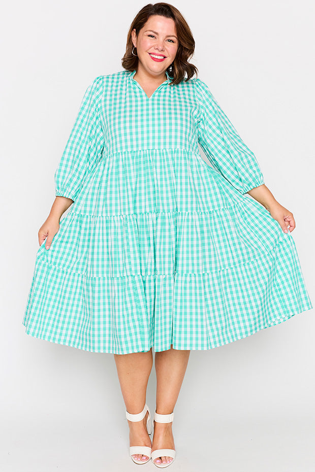 Crystal Jade Gingham Dress – Jade Gingham midi dress