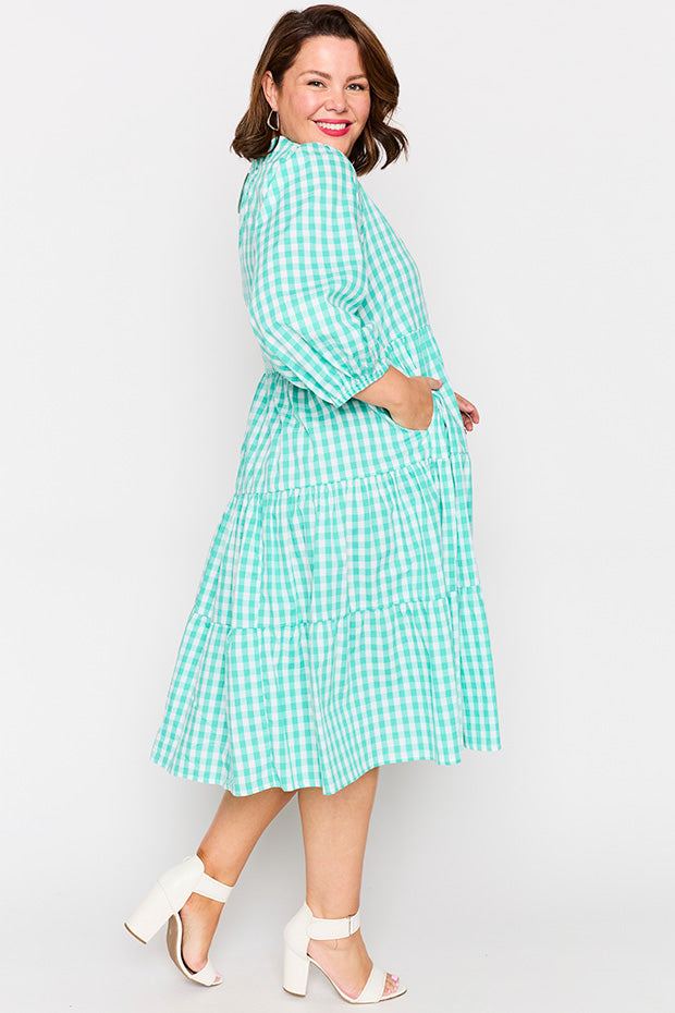 Crystal Jade Gingham Dress – Jade Gingham midi dress