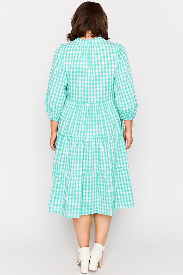 Crystal Jade Gingham Dress – Jade Gingham midi dress