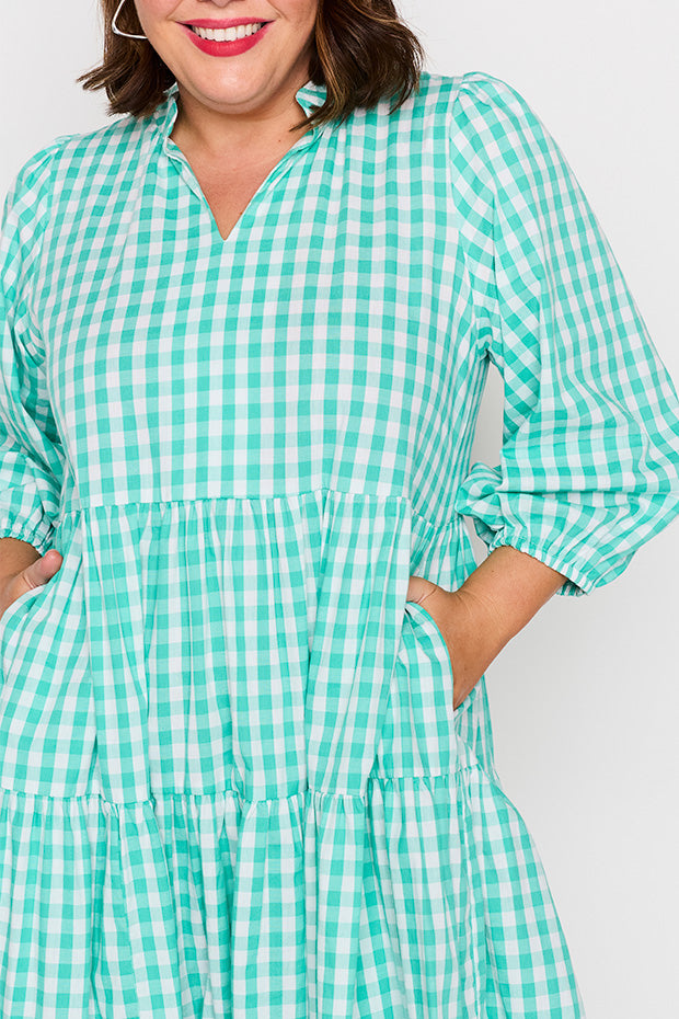Crystal Jade Gingham Dress – Jade Gingham midi dress