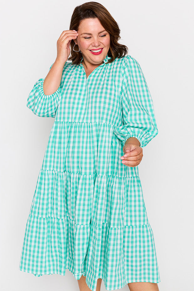 Crystal Jade Gingham Dress – Jade Gingham midi dress