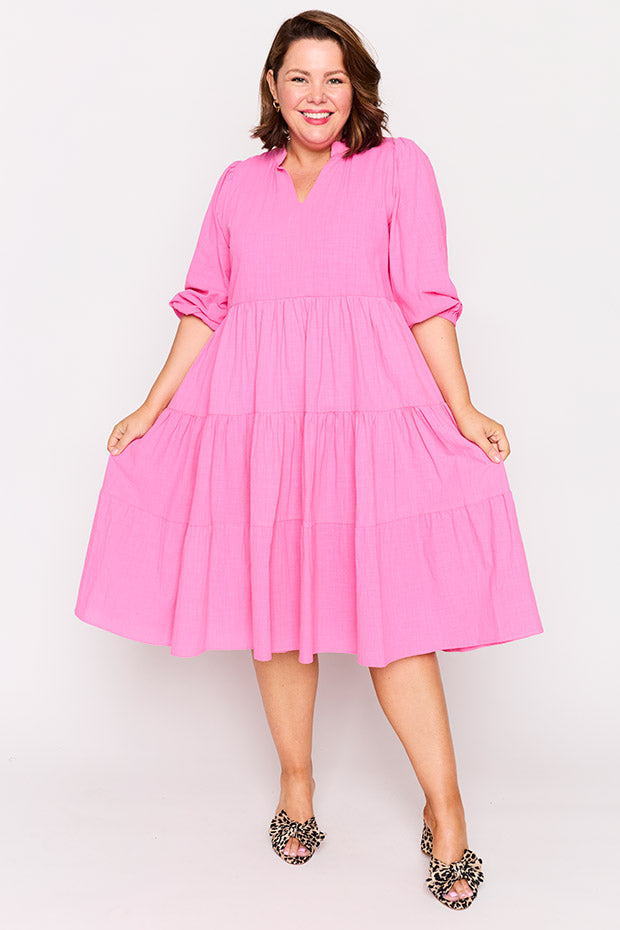 Crystal Pink Dress – Pink midi dress