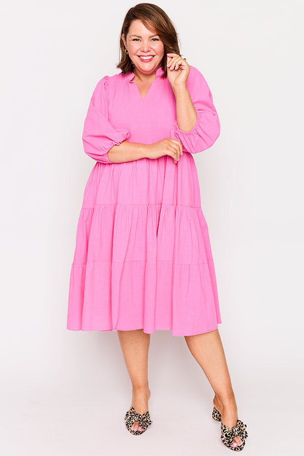 Crystal Pink Dress – Pink midi dress