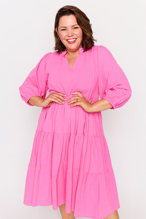 Crystal Pink Dress – Pink midi dress