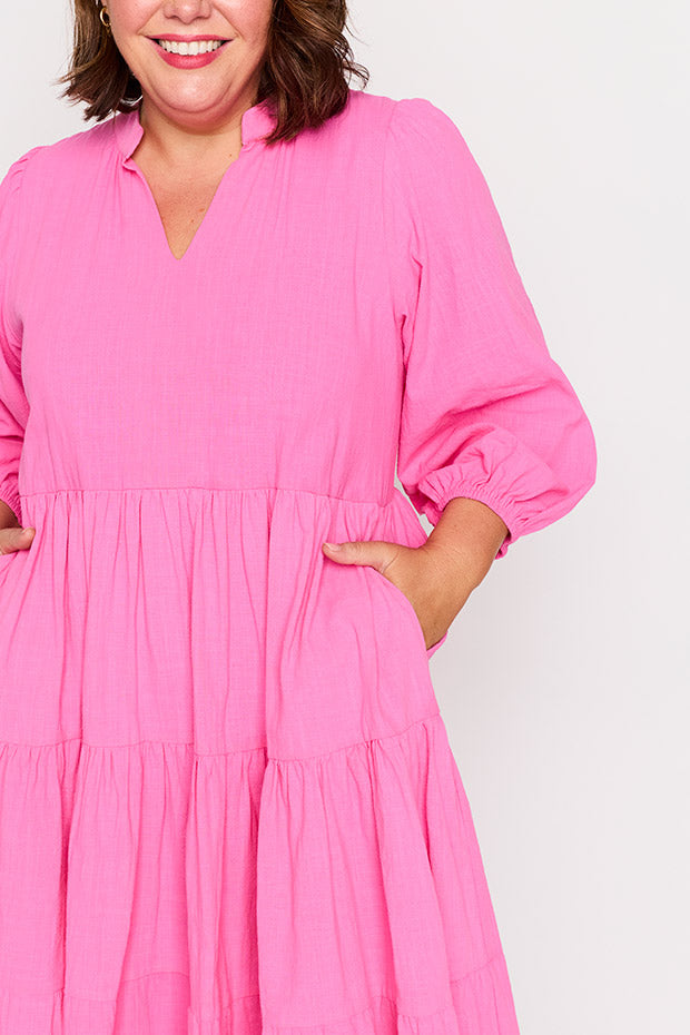 Crystal Pink Dress – Pink midi dress